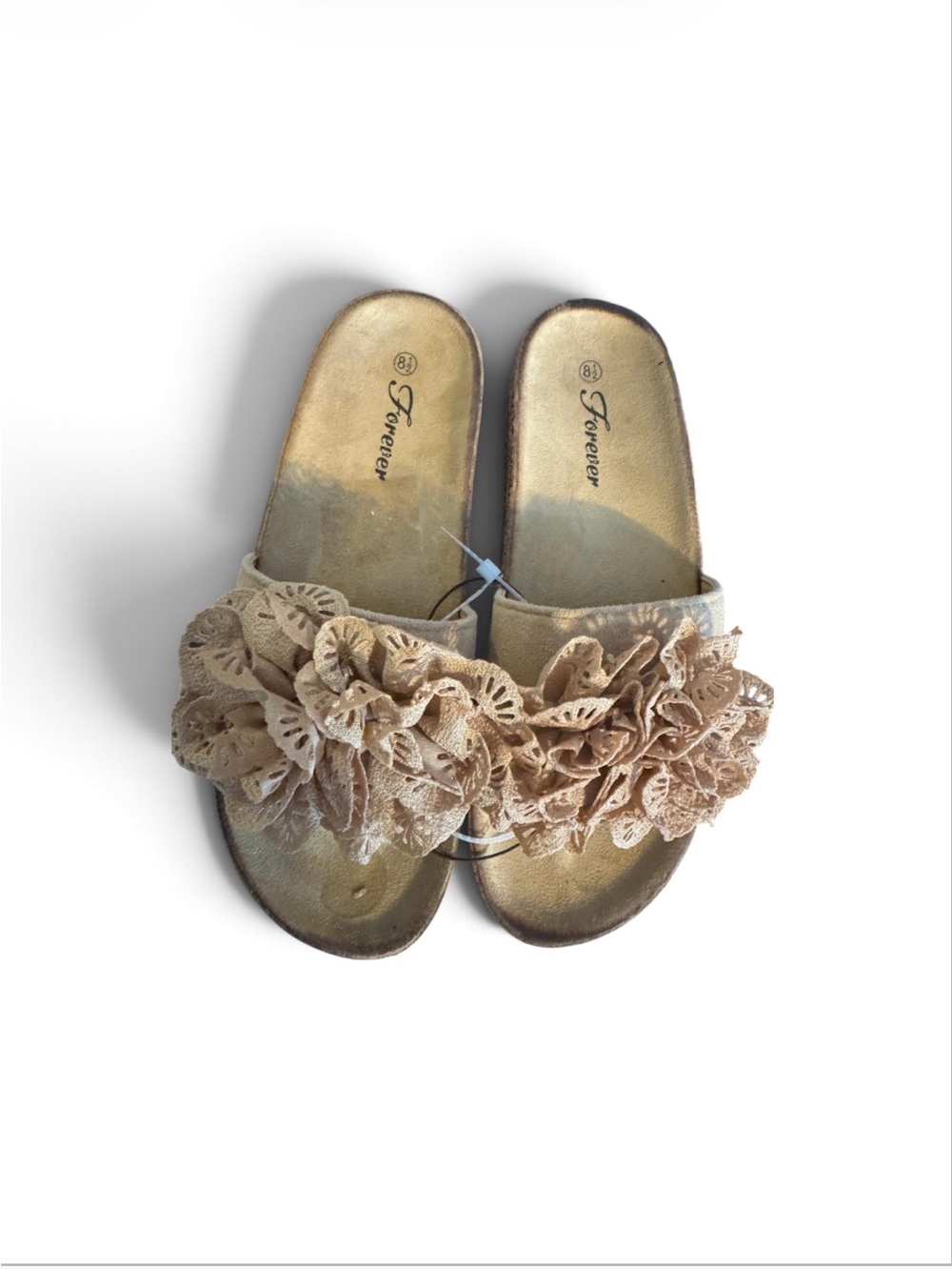 Forever 21 Beige Floral Lace Slide Mules